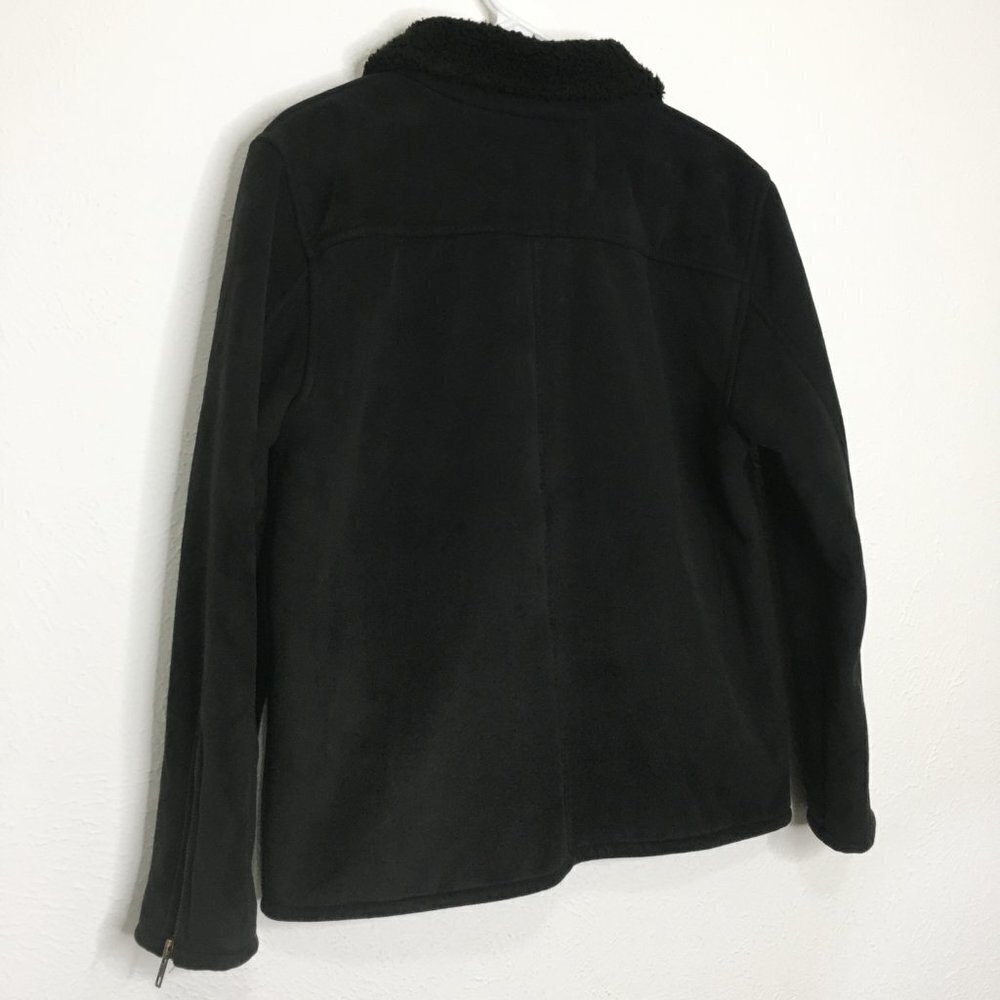 COUNTY CLOTHING CO. Faux Suede Sherpa Lined Zip Up Shearling Jacket Black MEDIUM - Picture 7 of 12